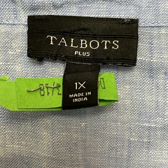 Talbots Plus Linen Peasant Top - Picture 6 of 11